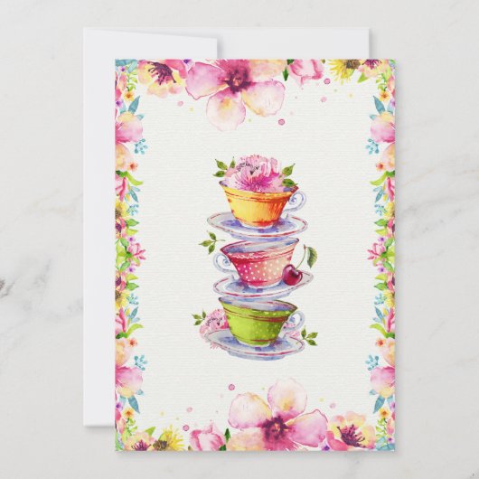 極度の甘く、鮮やかなお茶会の誕生日 招待状 (裏面)