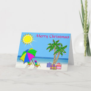 極度の陽気で、かわいらしいビーチのクリスマスカード シーズンカード