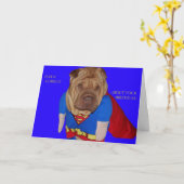 極度のShar Pei カード (黄色い花)