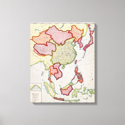 極東アジアの地図（1932年） キャンバスプリント (正面)