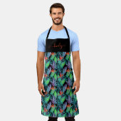 極楽の水彩鳥 エプロン (着用した状態)