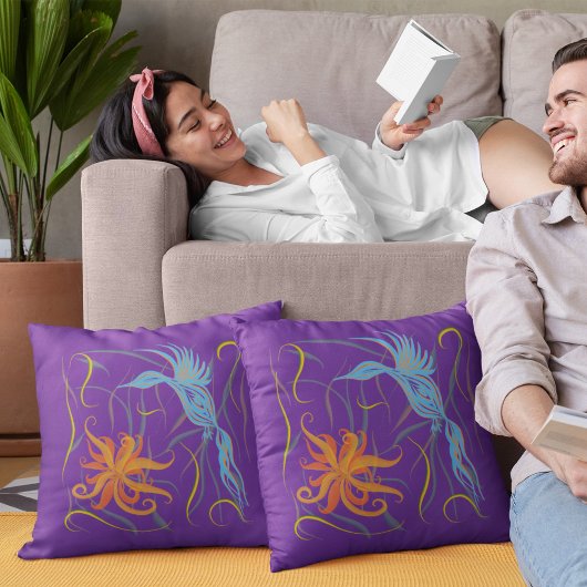 極楽の青い鳥と鳥 クッション