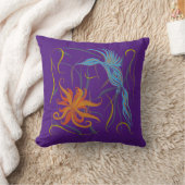 極楽の青い鳥と鳥 クッション (ブランケット)