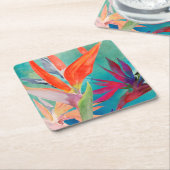 極楽の鮮やかな鳥 スクエアペーパーコースター (アングル)