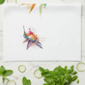 極楽の鳥と水色のハミングバード キッチンタオル (折り畳み)