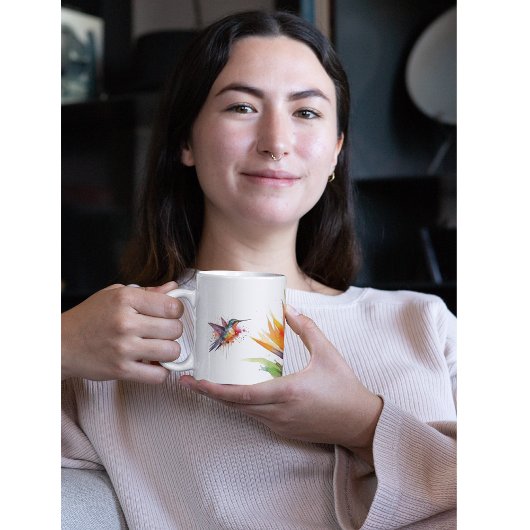 極楽の鳥と水色のハミングバード コーヒーマグカップ