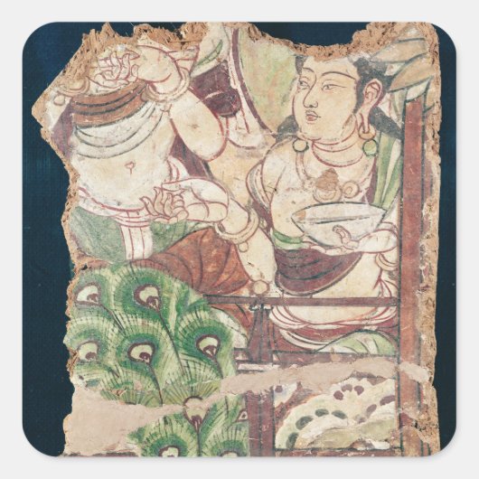 極楽を描いた切り身 スクエアシール (正面)