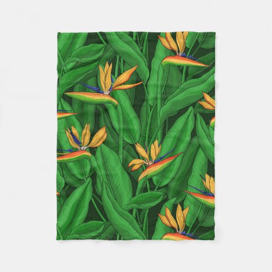 極楽園の夜鳥 フリースブランケット (正面)