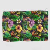 極楽葉の熱帯ハイビスカスの鳥 ゴルフタオル