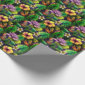極楽葉の熱帯ハイビスカスの鳥 ラッピングペーパー (角)