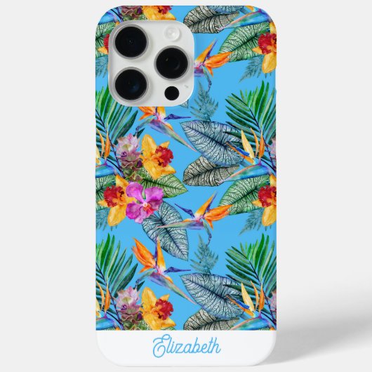 極楽鳥と蘭のサマー ブルーガーデン Case-Mate iPhoneケース (裏面)