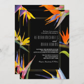 極楽鳥、花の結婚式招待状 招待状 (正面/裏面)