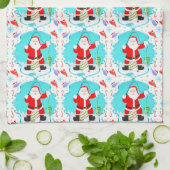 極熊おもしろい模様のサンタアイス魚釣り キッチンタオル (折り畳み)