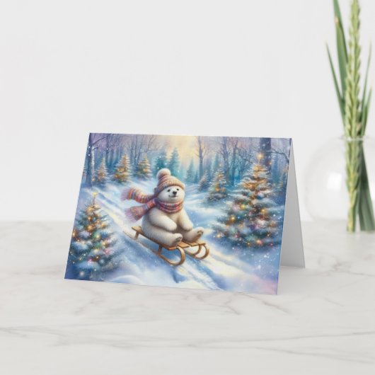 極熊が感動的キリスト教のクリスマスを切り裂いた シーズンカード (正面)