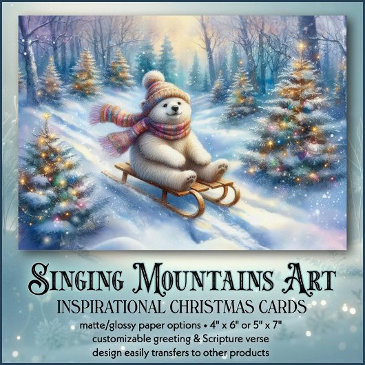 極熊が感動的キリスト教のクリスマスを切り裂いた シーズンカード