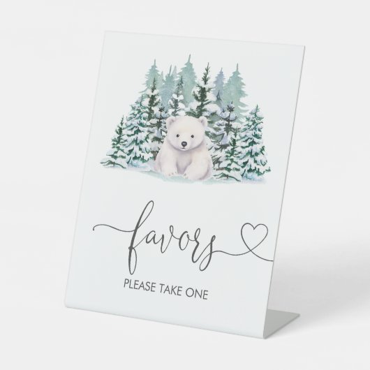 極熊の森の冬の赤ちゃんシャワーの好意 台座サイン (正面)