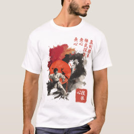 極真空手 墨絵 武道家の心技体アート Tシャツ
