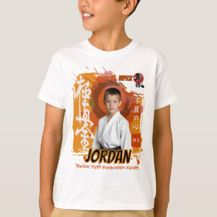 極真道場写真生徒オレンジベルトチーム Tシャツ
