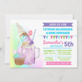 極端なミルクシェイクのアイスクリーム誕生日bashユニコーン 招待状 (正面)