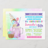 極端なミルクシェイクのアイスクリーム誕生日bashユニコーン 招待状 (正面/裏面)