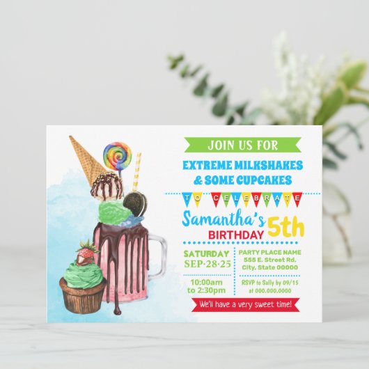 極端なミルクシェイクアイスクリーム誕生日パーティー 招待状 (スタンド正面)