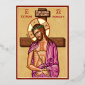 極端な謙虚さ 箔招待状 (正面)