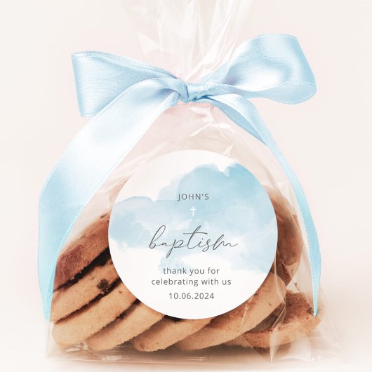 極簡藍天男孩洗禮 ラウンドシール