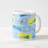 『極表現星』 |レトロ列車とチケットパターン ジャンボコーヒーマグカップ (正面右)