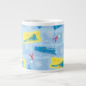 『極表現星』 |レトロ列車とチケットパターン ジャンボコーヒーマグカップ (正面)