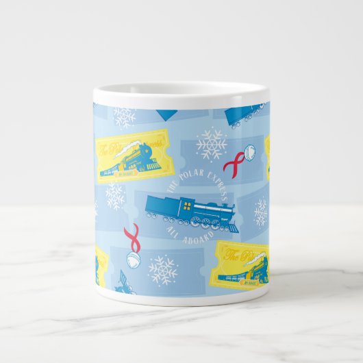 『極表現星』 |レトロ列車とチケットパターン ジャンボコーヒーマグカップ (正面)