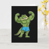 極限のボディビルダー - ワニ カード (黄色い花)