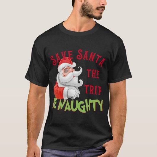 楽しいいたずらサンタクロース クリスマス Tシャツ (正面)