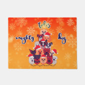 楽しいいたずら犬のクリスマスデザイン ドアマット (正面)