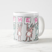 楽しいうさぎが描かれた母へのギフト ジャンボコーヒーマグカップ (正面右)