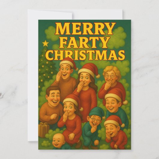 楽しいおならクリスマス ふざけた家族 シーズンカード (正面)