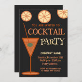 楽しいおもしろいクールクリスマスカクテルパーティー企業の 招待状 (正面/裏面)