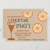 楽しいおもしろいクール段ボールカクテルパーティー企業の 招待状 (正面/裏面)