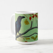 楽しいおもしろいレイヴンPerched On Branch コーヒーマグカップ (正面左)