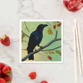 楽しいおもしろいレイヴンPerched On Branch スタンダードカクテルナプキン (インサイチュ)