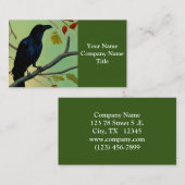 楽しいおもしろいレイヴンPerched On Branch 名刺 (正面/裏面)