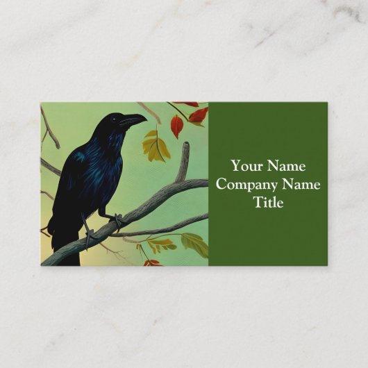 楽しいおもしろいレイヴンPerched On Branch 名刺 (正面)
