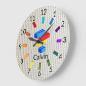 楽しいおもちゃのビルディングブロック 子供部屋 ラージ壁時計 (傾斜)