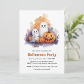 楽しいお化けとカボチャの子供ハロウィンパーティー 招待状 (スタンド正面)