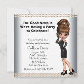 楽しいお気に入りのディーバ女性の誕生日パーティー 招待状 (裏面)