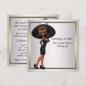 楽しいお気に入りのディーバ女性の黒い40歳の誕生日パーティー 招待状 (正面/裏面)