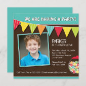 楽しいお菓子の誕生日パーティーへようこそ 招待状 (正面/裏面)