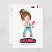 楽しいお誕生日パーティー！セルフィーガールバースデー ポストカード (正面/裏面)