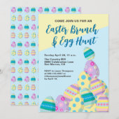 楽しいかわいいイースターエッグハント カラフルな春 招待状 (正面/裏面)