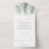 楽しいことに、パー結婚ムピンクの白い緑の後を追う オールインワン招待状 (内側)