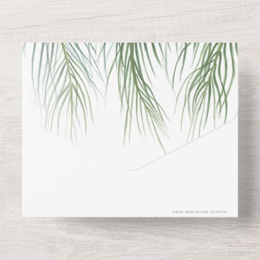 楽しいことに、パー結婚ムピンクの白い緑の後を追う オールインワン招待状 (裏面)